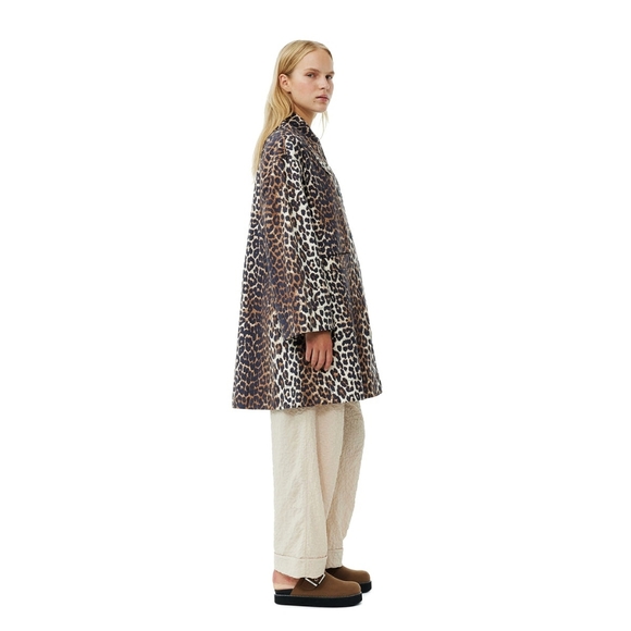GANNI Leopard Print Oversized Mobwife Jacket Coat - Picture 8 of 11